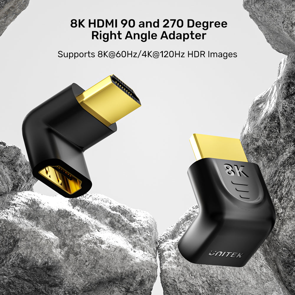 8K HDMI 90度和270度直角轉接器