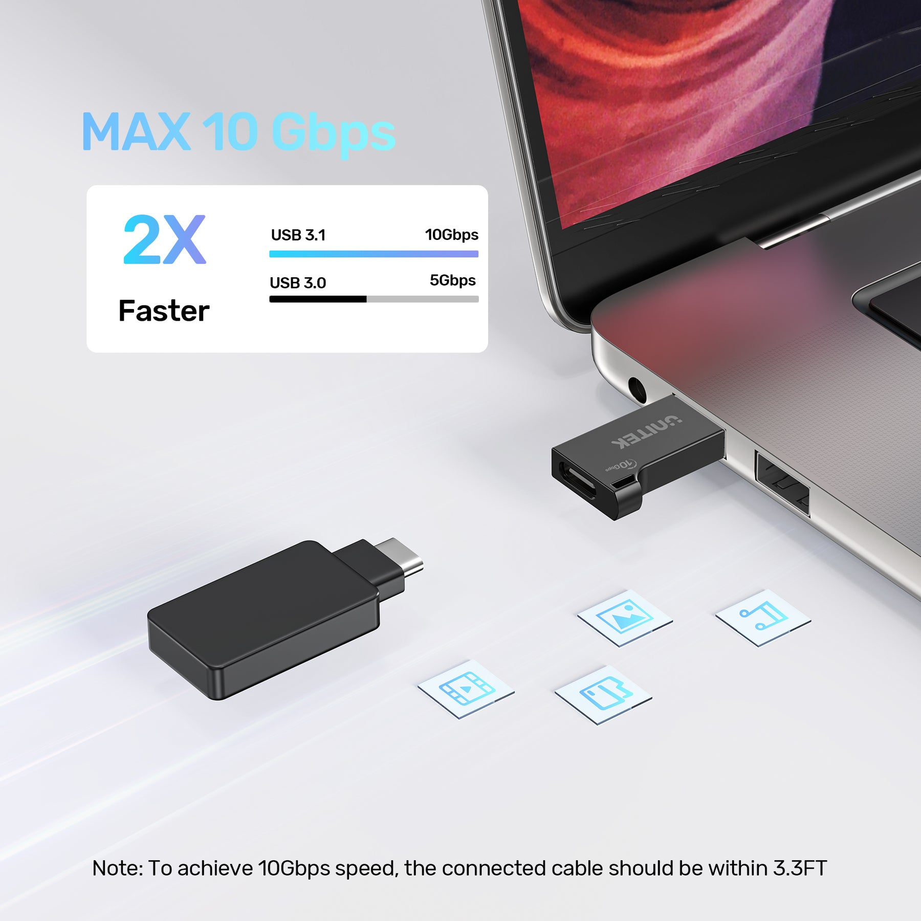 10Gbps USB-A to USB-C Adapter