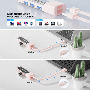 雙向 USB 集線器附可拆卸 USB-C 線