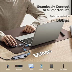 uHUB P5+ 5-in-1 USB 5Gbps Hub with SD and Micro SD Card Reader