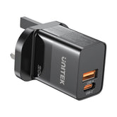 20W Wall Charger (Dual Port QC + PD 3.0 Power Adapter)