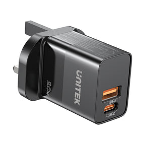 20W Wall Charger (Dual Port QC + PD 3.0 Power Adapter)