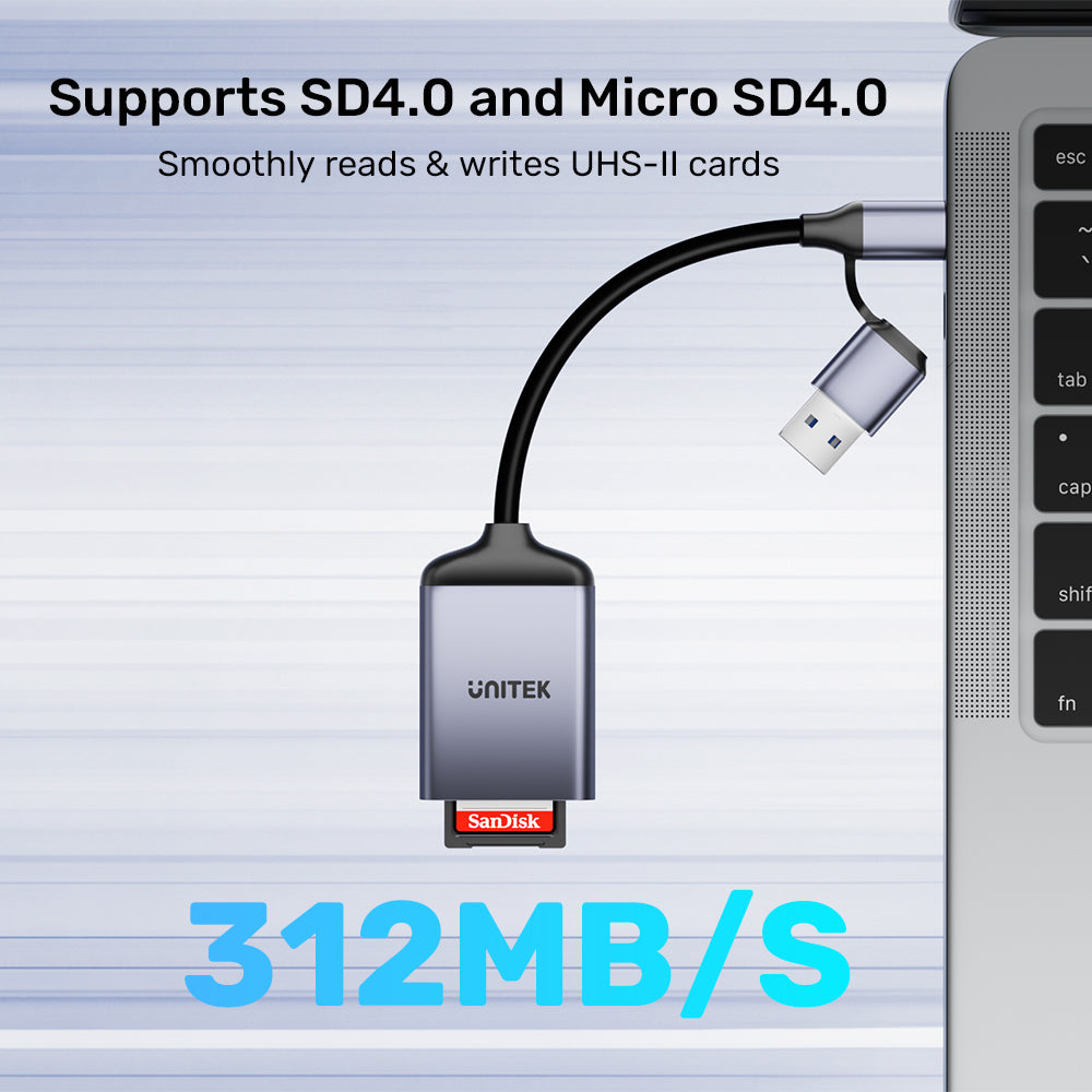 2合1 USB-C/USB-A SD4.0 讀卡器