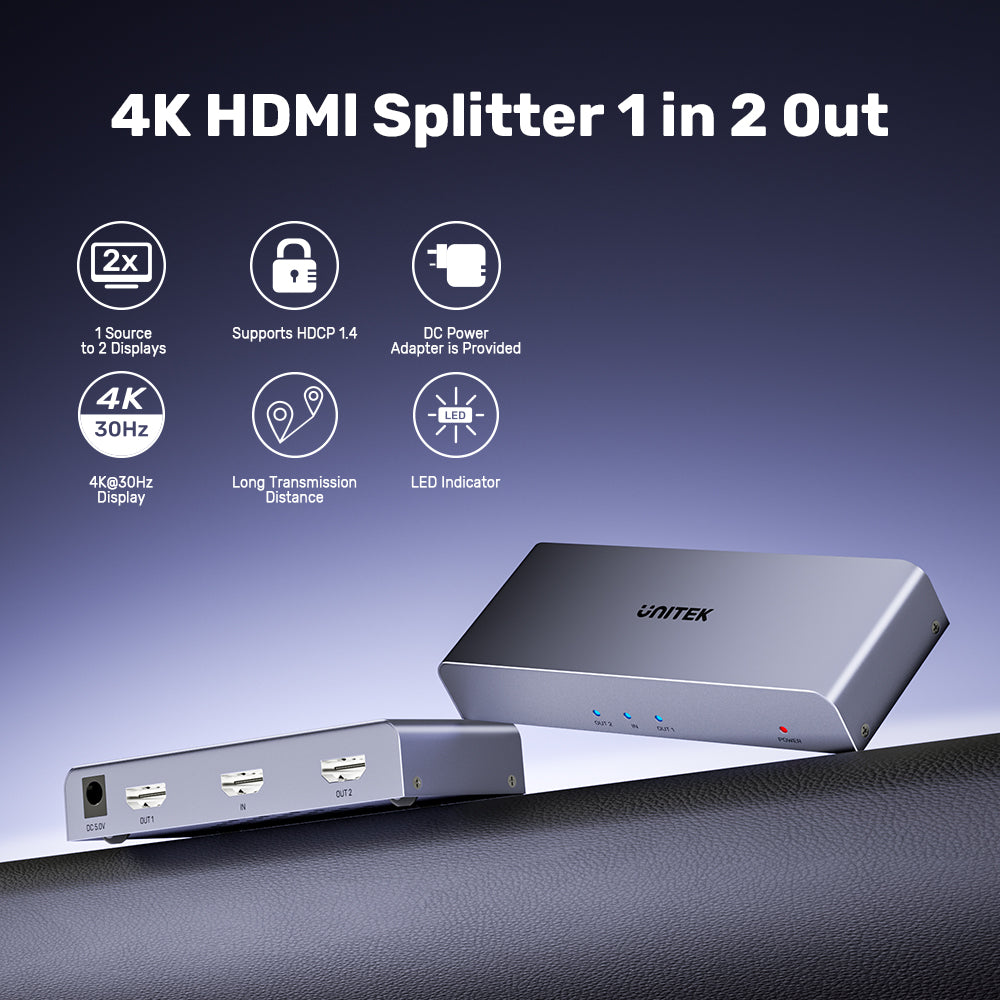 4K HDMI Splitter 1 In 2 Out