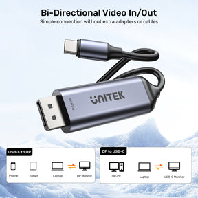 8K USB-C to DisplayPort Bidirectional Cable