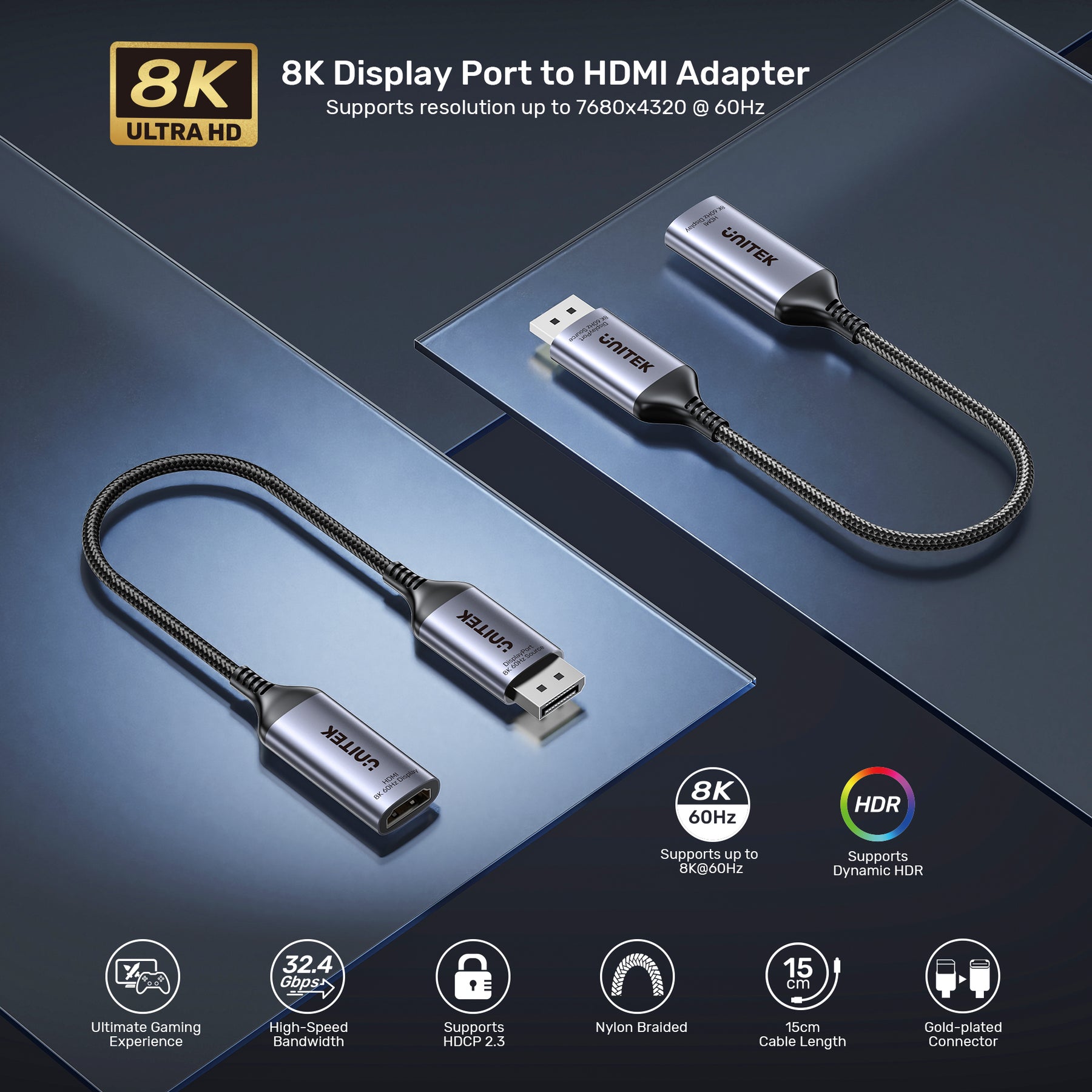 8K DisplayPort 轉 HDMI 轉接器